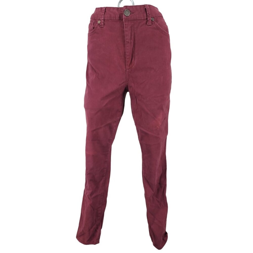 Women's Seven 7 High Rise Skinny Maroon Pants Skin-Fit Denim 16 Soft Feel Bottom